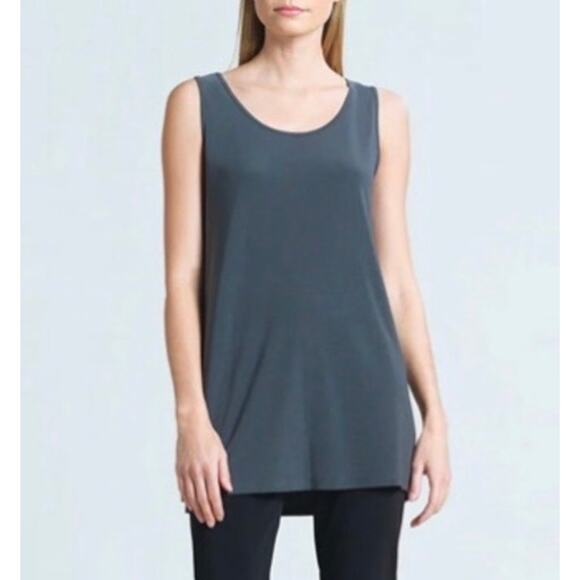 Ciara Sun Woo Mid-Length Scoop Neck Tank Top Charcoal Gray Wrinkle-Free Medium - Picture 1 of 8